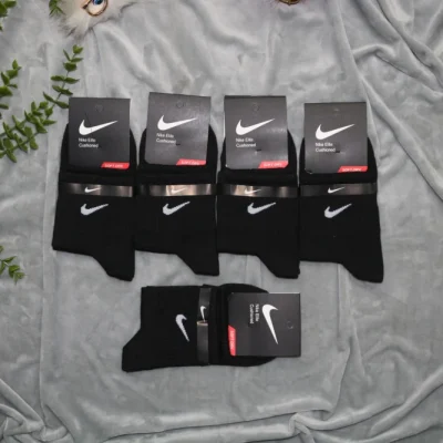 پک ۱۲ جفتی نیم‌ساق اسپرت نایک (Nike) - رنگ مشکی و جنس نخی